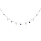 <span style="color:purple">SPECIAL!</span> .88ct G SI 14K White Gold Diamond & Blue Sapphire Gemstone Pendant Necklace 16+2" Long Chain
