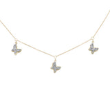 .28ct G SI 14K Yellow Gold Diamond Butterfly Pendant Necklace 16+2" Long Chain