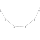 .14ct G SI 14K White Gold Diamond Round Shaped Dangle Pendant Necklace 16+2" Long Chain