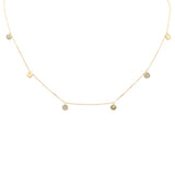 .13ct G SI 14K Yellow Gold Diamond Round Shaped Dangle Pendant Necklace 16+2" EXT Long