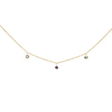 .10ct G SI 14K Yellow Gold Diamond & Ruby Gemstone Pendant Necklace  16+2" Long Chain