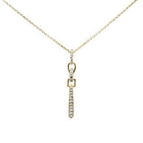 .18ct G SI 14K Yellow Gold Diamond Line Drop Pendant Necklace 18" Long Chain