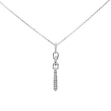 .18ct G SI 14K White Gold Diamond Line Drop Pendant Necklace 18" Long Chain