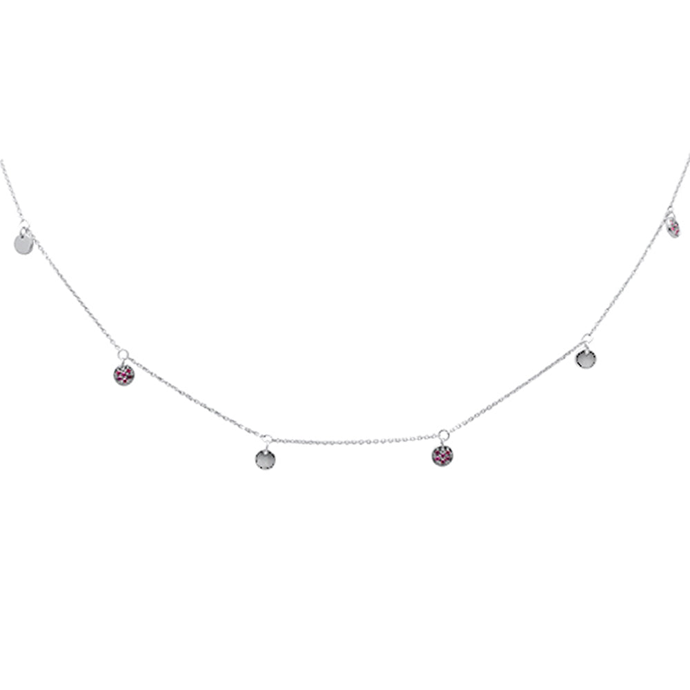 .18ct G SI 14K White Gold Ruby Gemstone Pendant Necklace  16+2" Long Chain