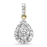 .35ct G SI 14K Yellow Gold Round & Baguette Diamond Pendant Necklace 18" Long