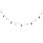 <span style="color:purple">SPECIAL!</span> .89ct G SI 14K White Gold Diamond & Blue Sapphire Gemstone Pendant Necklace 16+2" Long Chain