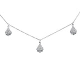 .24ct G SI 14K White Gold Diamond Dangle Pendant Necklace 16+2" Long Chain