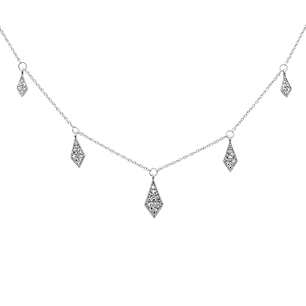 .25ct G SI 14K White Gold Diamond Dangle Pendant Necklace 16+2" Long Chain
