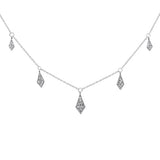 .25ct G SI 14K White Gold Diamond Dangle Pendant Necklace 16+2" Long Chain