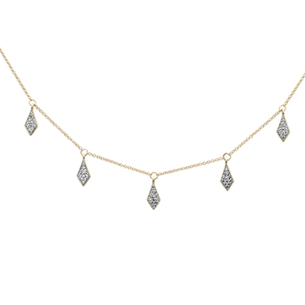 .28ct G SI 14K Yellow Gold Diamond Dangle Pendant Necklace 16+2" Long Chain