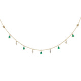 .92ct G SI 14K Yellow Gold Diamond & Emerald Gemstone Pendant Necklace 16+2" Long Chain