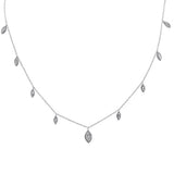 .25ct G SI 14K White Gold Diamond Marquee Shaped Pendant Necklace 16+2" Long Chain