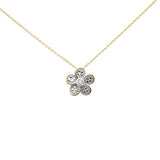 .04ct G SI 10K Yellow Gold Diamond Flower Pendant Necklace 18" Long