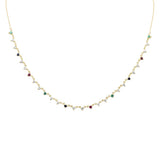  1.71ct G SI 14K Yellow Gold Diamond & Multi Color Gemstones Pendant Necklace 16+2" Ext Long