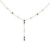 1.22ct G SI 14K Yellow Gold Diamond & Blue Sapphire Gemstone Pendant Necklace 16+2" EXT Long
