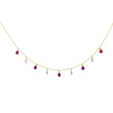 1.15ct G SI 14K Yellow Gold Diamond & Ruby Gemstone Pendant Necklace 16+2" EXT Long
