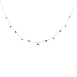 .29ct G SI 14K White Gold Emerald Gemstone Pendant Necklace 16+2" EXT Long