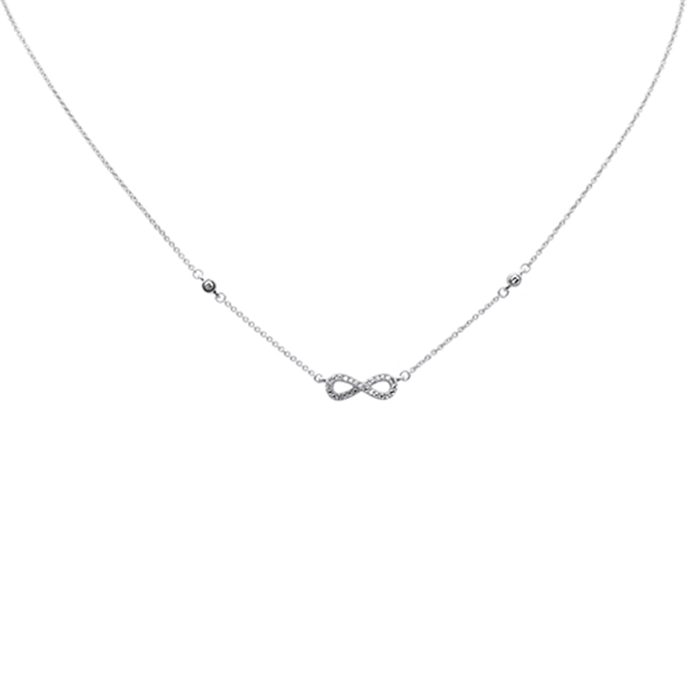 .12ct G SI 14K White Gold Infinity Style Diamond Pendant Necklace 16+2" EXT Long