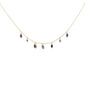 <span style="color:purple">SPECIAL!</span>.92ct G SI 14K Yellow Gold Diamond & Blue Sapphire Gemstone Pendant Necklace 16+2" EXT Long