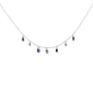 <span style="color:purple">SPECIAL!</span>.93ct G SI 14K White Gold Diamond & Blue Sapphire Gemstone Pendant Necklace 16+2" EXT Long