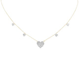 .34ct G SI 14K Yellow Gold Diamond Heart Shaped Pendant Necklace 16+2" EXT Long