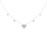 .34ct G SI 14K White Gold Diamond Heart Shaped Pendant Necklace 16+2" EXT Long
