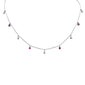 <span style="color:purple">SPECIAL!</span>1.06ct G SI 14K White Gold Diamond Ruby Gemstones Pendant Necklace 16+2" Ext Long