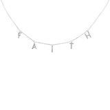 .27ct G SI 14K White Gold Diamond "FAITH" Pendant Necklace 16+2" EXT Long
