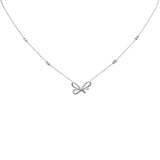 .35ct G SI 14K White Gold Diamond Ribbon Style Pendant Necklace 18" Long