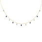 <span style="color:purple">SPECIAL!</span>1.33ct G SI 14K Yellow Gold Diamond & Blue Sapphire Gemstone Pendant Necklace 16+2" Long