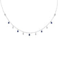 <span style="color:purple">SPECIAL!</span>1.01ct G SI 14K White Gold Diamond & Blue Sapphire Gemstone Pendant Necklace 16+2" Long