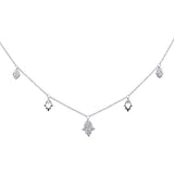 .25ct G SI 14K White Gold Diamond Hamsa Pendant Necklace 16+2" Ext Long