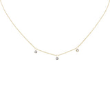 .08ct G SI 14K Yellow Gold Diamond 3 Stone Pendant Necklace 16+2" Long