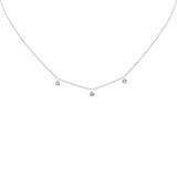 .09ct G SI 14K White Gold Diamond 3 Stone Pendant Necklace 16+2" Long