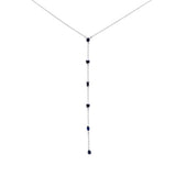 1.07ct G SI 14K White Gold Blue Sapphire Gemstone Pendant Necklace 16+2" Long