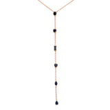 1.18ct G SI 14K Rose Gold Blue Sapphire Gemstones Pendant Necklace 16+2" Ext Long