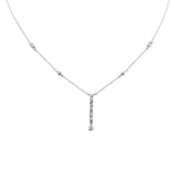 .21ct G SI 14K White Gold Diamond Dangling Pendant Necklace 16" +2" EXT