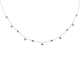 .38ct G SI 14K White Gold Blue Sapphire Gemstone Pendant Necklace 16+2" Long