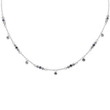 .63ct G SI 14K White Gold Diamond & Blue Sapphire Gemstone Pendant Necklace 16+2" Long