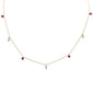 <span style="color:purple">SPECIAL!</span>1.22ct G SI 14K Yellow Gold Diamond & Ruby Gemstone Pendant Necklace 16+2" Long