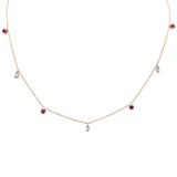 1.22ct G SI 14K Yellow Gold Diamond & Ruby Gemstone Pendant Necklace 16+2" Long