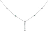 .22ct G SI 14K White Gold Diamond & Emerald Gemstone Pendant Necklace 16+2" Long