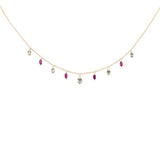 .99ct G SI 14K Yellow Gold Diamond & Ruby Gemstone Pendant Necklace 16+2" Long