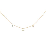 .09ct G SI 14K Yellow Gold Diamond 3 Stone Pendant Necklace 16+2" Long