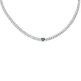 2.15ct G SI 14K White Gold Diamond & Aquamarine Gemstone Cuban Necklace  13+3" Long