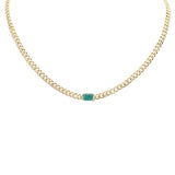 2.45ct G SI 14K Yellow Gold Emerald Gemstone & Diamond Cuban Necklace 13+3" Long