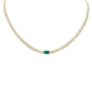 <span style="color:purple">SPECIAL!</span> 1.91ct G SI 14K Yellow Gold Diamond & Emerald Gemstone Cuban Necklace  13+3" Long