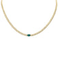 <span style="color:purple">SPECIAL!</span> 2.05ct G SI 14K Yellow Gold Oval Shaped Emerald Gemstone & Diamond Cuban Necklace 13+3" Long