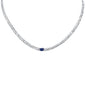 <span style="color:purple">SPECIAL!</span> 2.49ct G SI 14K White Gold Oval Shaped Blue Sapphire Gemstone & Diamond Cuban Necklace 13+3" Long