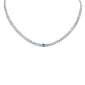 <span style="color:purple">SPECIAL!</span> 2.03ct G SI 14K White Gold Oval Shaped Aqua Gemstone & Diamond Cuban Necklace 13+3" Long
